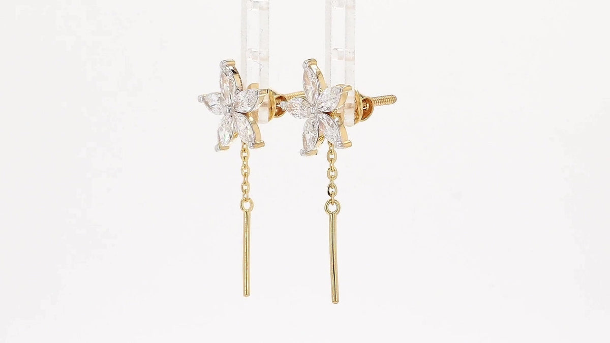 Flora 1.14-1.16ctw Marquise Floral Lab Grown Diamond Drop Earrings