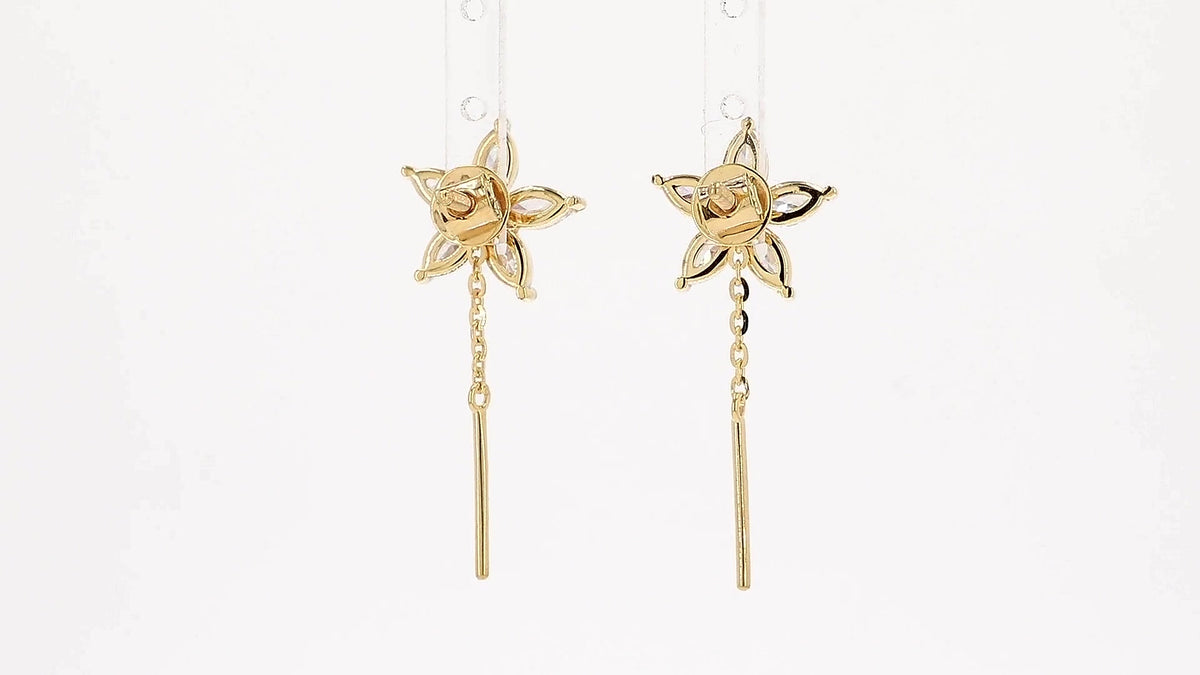 Flora 1.14-1.16ctw Marquise Floral Lab Grown Diamond Drop Earrings