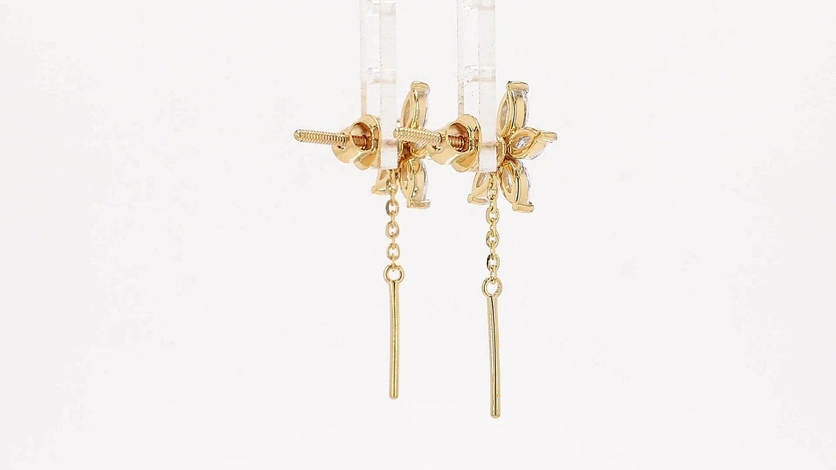 Flora 1.14-1.16ctw Marquise Floral Lab Grown Diamond Drop Earrings