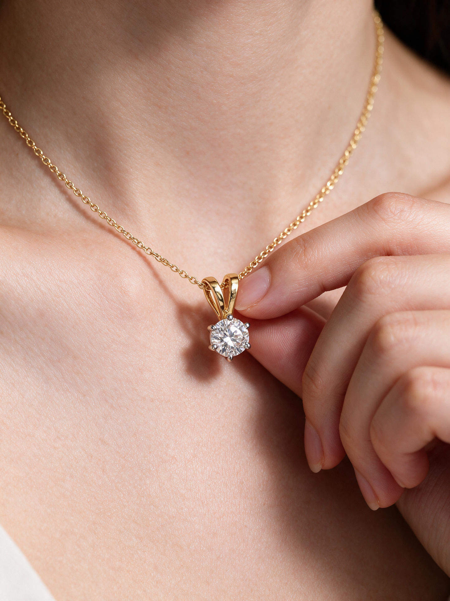 Clara 0.52ctw Round Solitaire Pendant With Chain Lab Grown Diamond Necklace