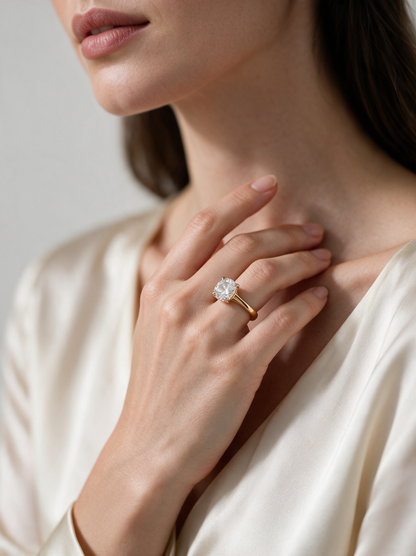 Clara 0.9ctw Oval Lab Grown Solitaire Diamond Ring - AU L
