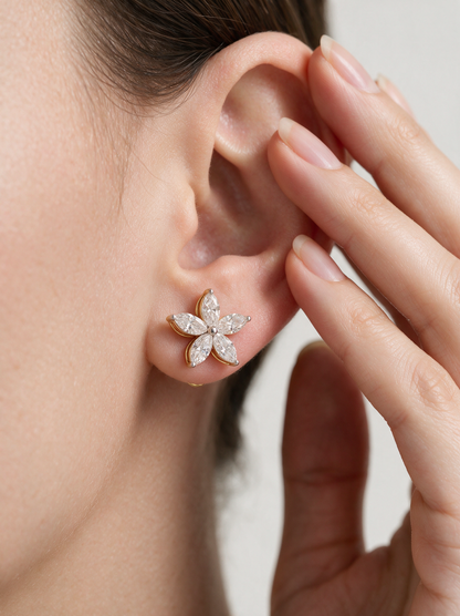 Flora 1.77-1.86ctw Marquise Floral Lab Grown Diamond Stud Earrings
