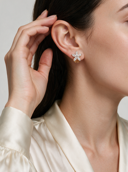 Flora 1.77-1.86ctw Marquise Floral Lab Grown Diamond Stud Earrings