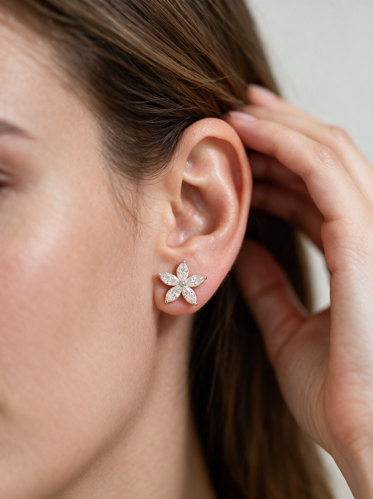 Flora 1.77-1.86ctw Marquise Floral Lab Grown Diamond Stud Earrings