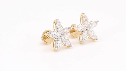 Flora 1.77-1.86ctw Marquise Floral Lab Grown Diamond Stud Earrings