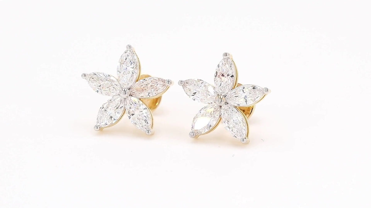 Flora 1.77-1.86ctw Marquise Floral Lab Grown Diamond Stud Earrings