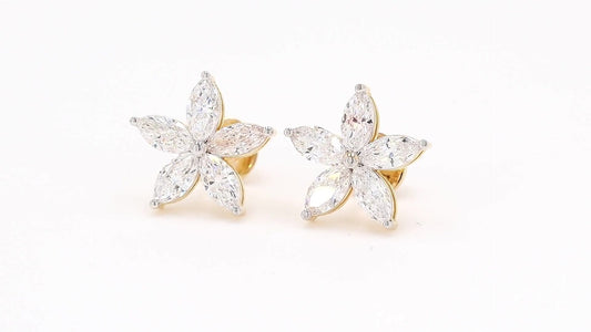 Flora 1.77-1.86ctw Marquise Floral Lab Grown Diamond Stud Earrings