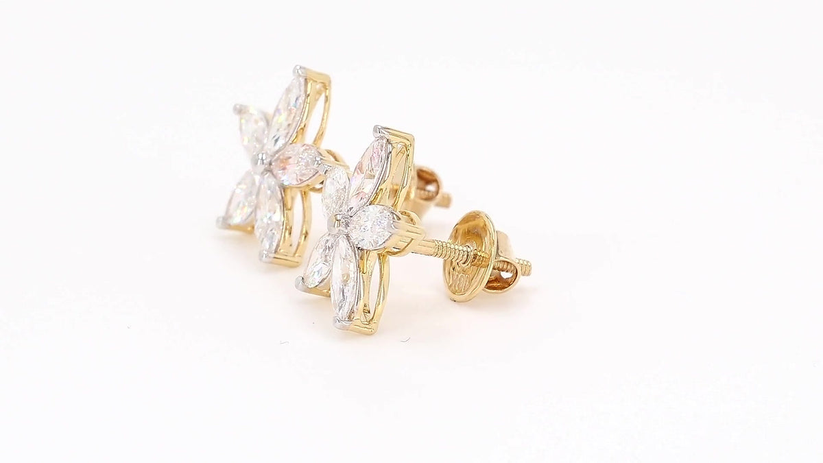 Flora 1.77-1.86ctw Marquise Floral Lab Grown Diamond Stud Earrings