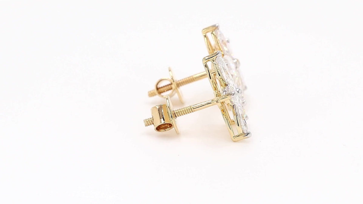 Flora 1.77-1.86ctw Marquise Floral Lab Grown Diamond Stud Earrings