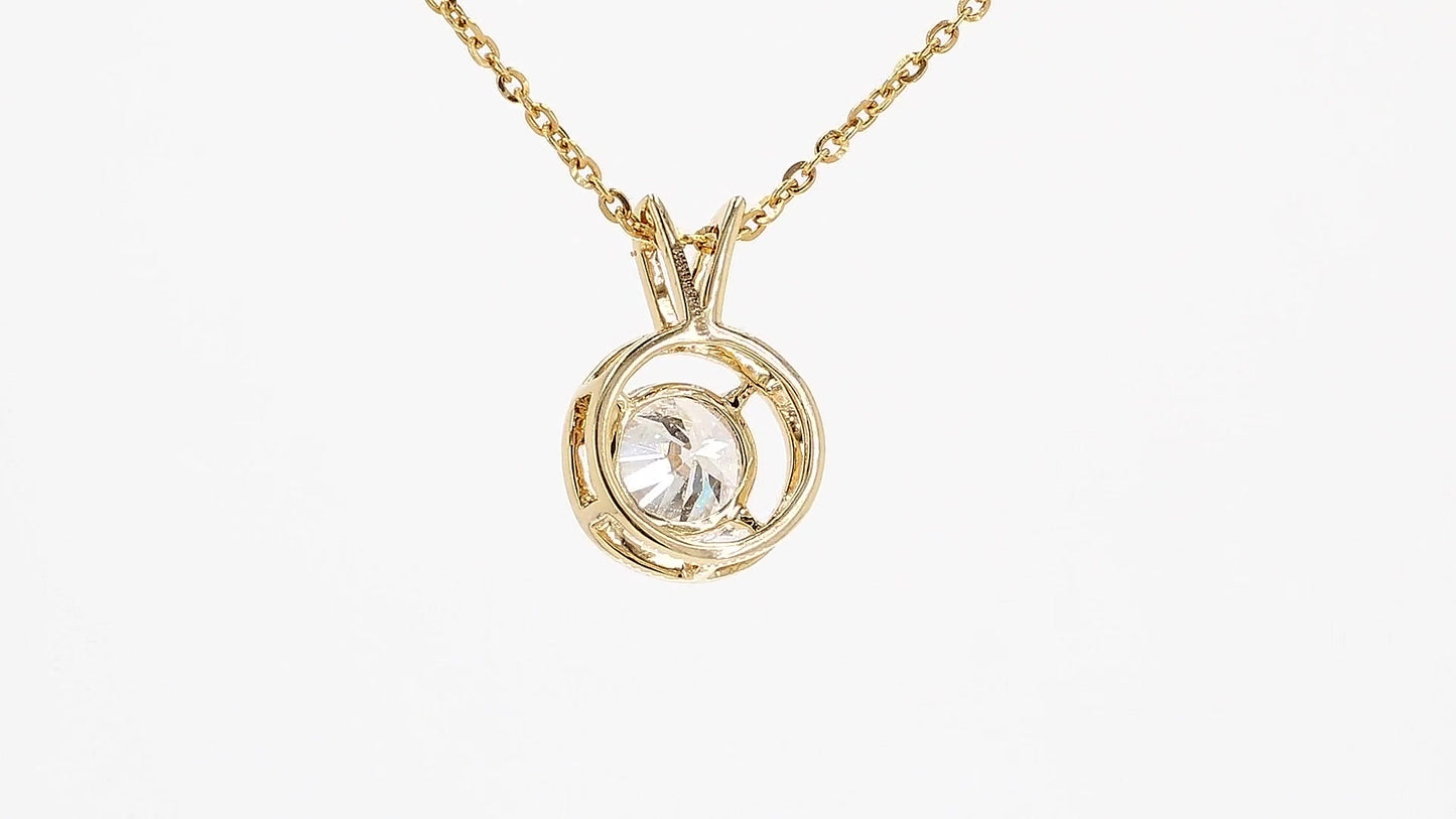 Isla 1.09ctw Round Bezel Pendant Lab Grown Diamond