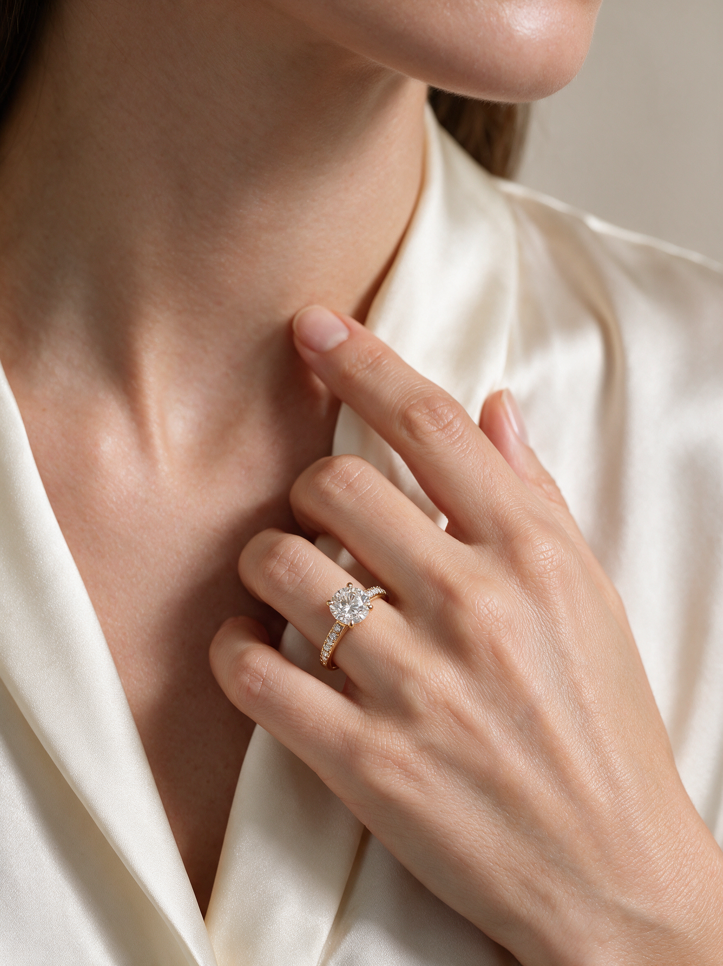 Sienna 1.42ctw Round Lab Grown Diamond Ring with Accent Diamonds