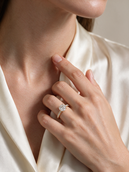 Sienna 1.42ctw Round Lab Grown Diamond Ring with Accent Diamonds