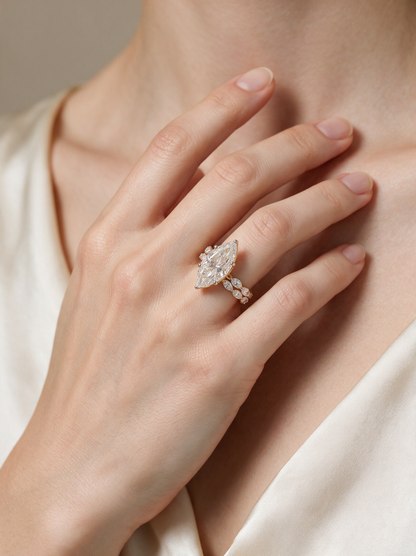 Sienna 4.10ctw Marquise Lab Grown Diamond Ring with Accent Diamonds