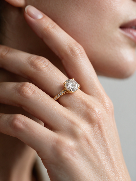 Sienna 1.42ctw Round Lab Grown Diamond Ring with Accent Diamonds
