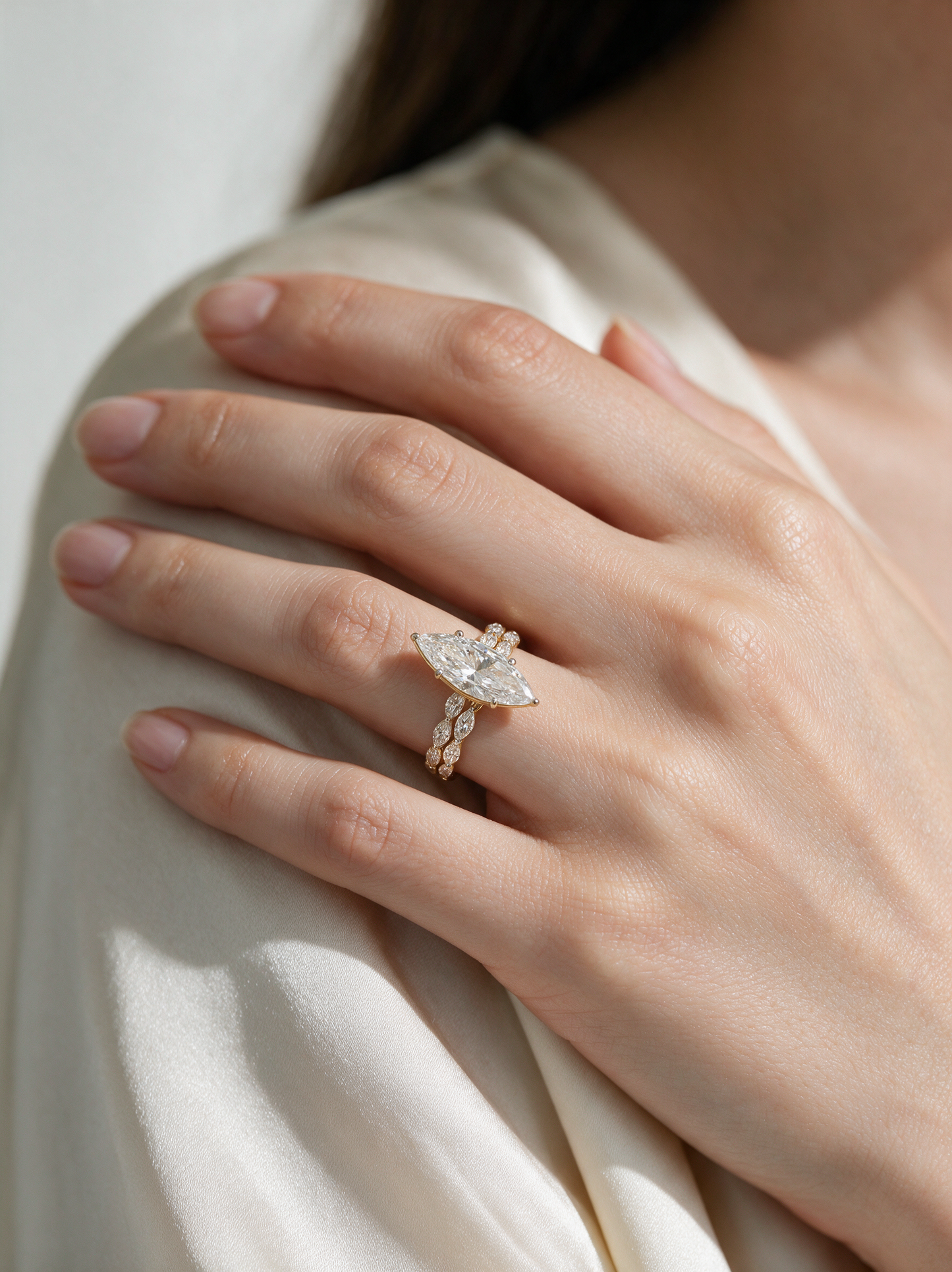 Sienna 4.10ctw Marquise Lab Grown Diamond Ring with Accent Diamonds