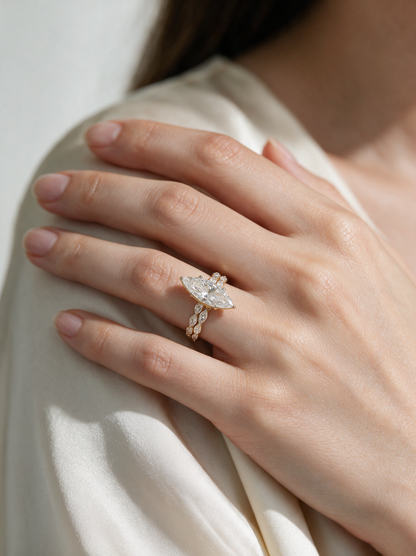 Sienna 4.10ctw Marquise Lab Grown Diamond Ring with Accent Diamonds