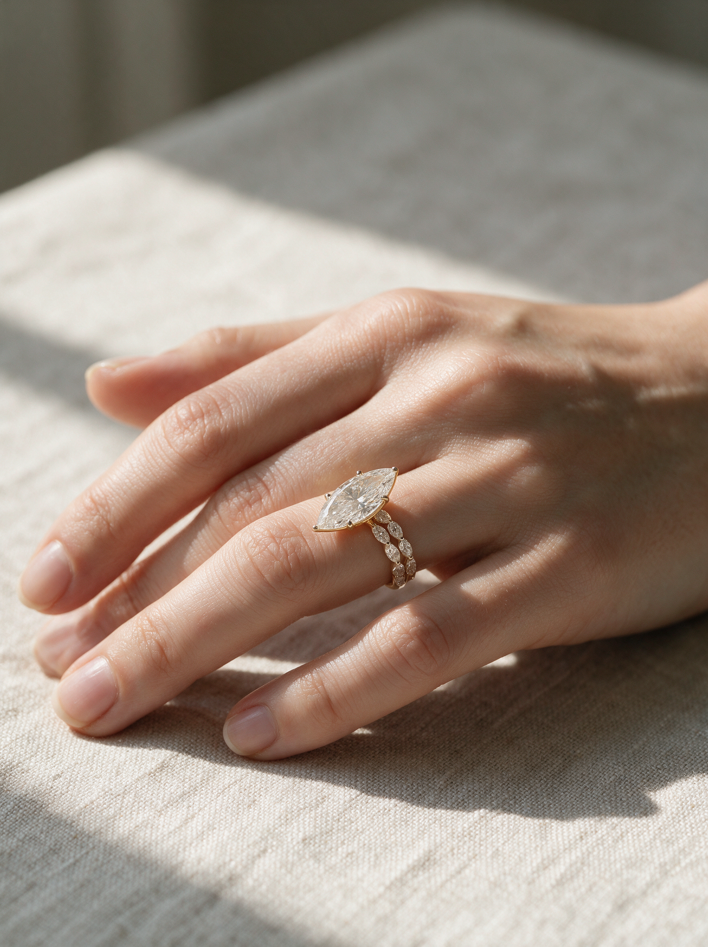 Sienna 4.10ctw Marquise Lab Grown Diamond Ring with Accent Diamonds