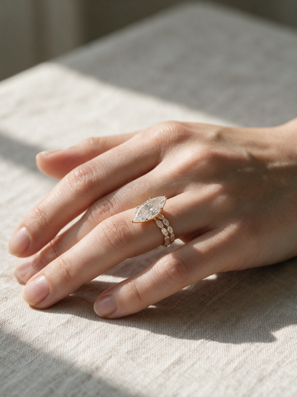 Sienna 4.10ctw Marquise Lab Grown Diamond Ring with Accent Diamonds