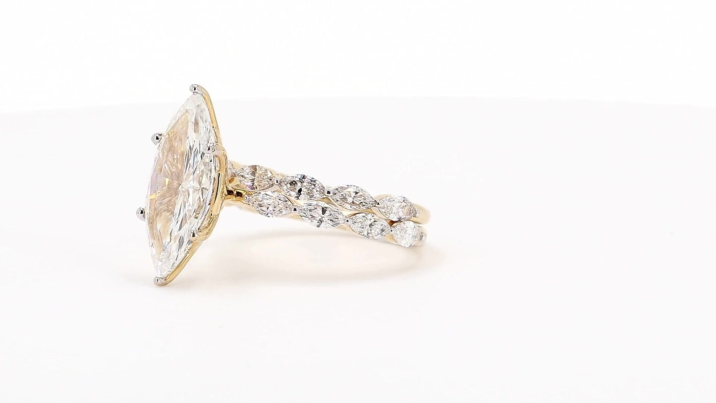 Sienna 4.10ctw Marquise Lab Grown Diamond Ring with Accent Diamonds