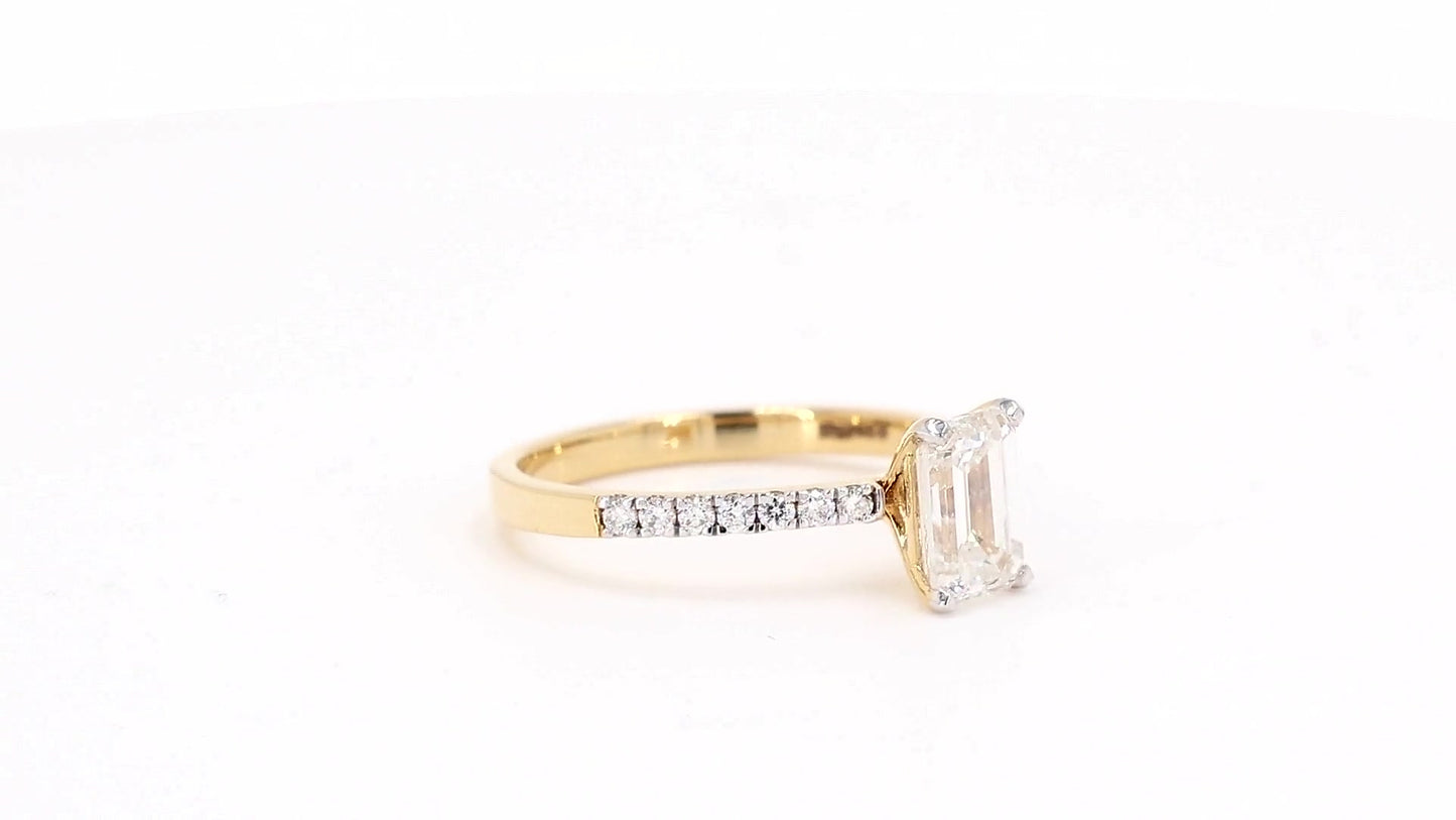 Sienna 1.16-1.25ctw Emerald Lab Grown Diamond Ring with Accent Diamonds