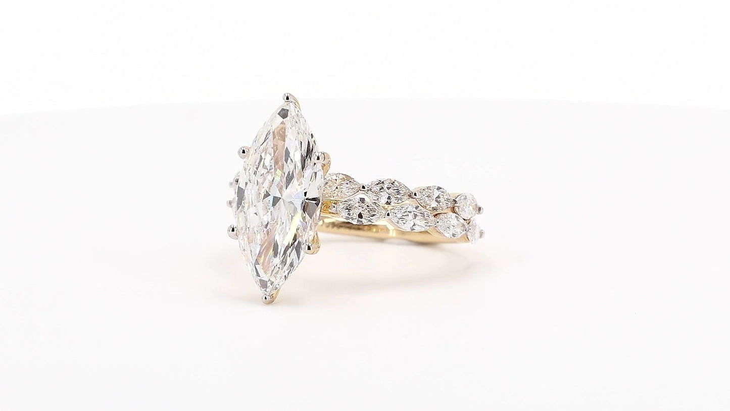 Sienna 4.10ctw Marquise Lab Grown Diamond Ring with Accent Diamonds