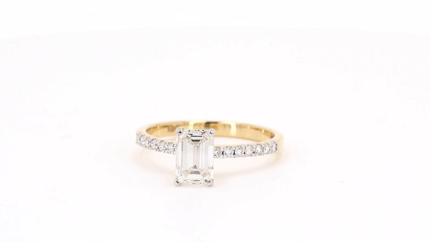 Sienna 1.16-1.25ctw Emerald Lab Grown Diamond Ring with Accent Diamonds