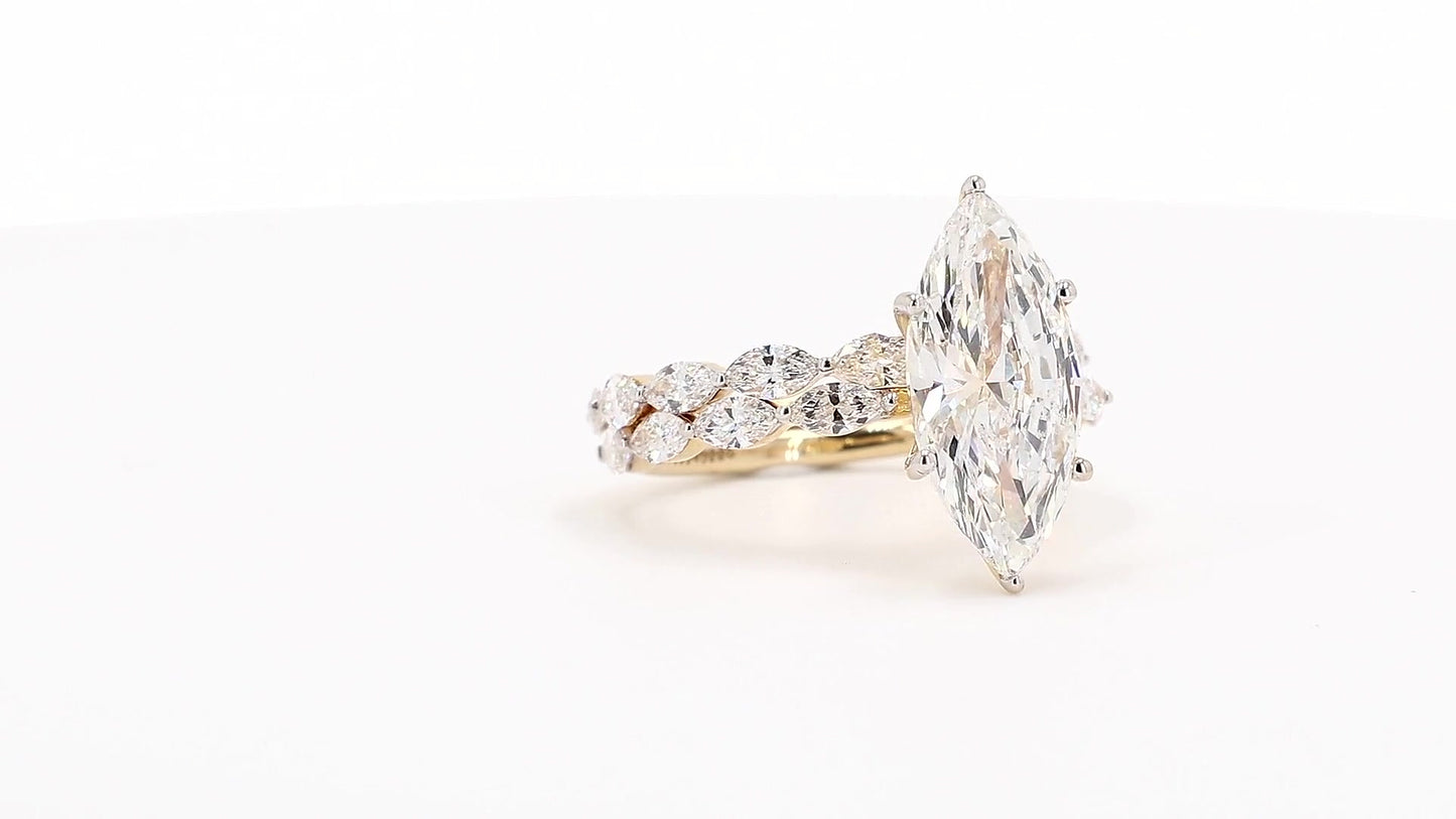 Sienna 4.10ctw Marquise Lab Grown Diamond Ring with Accent Diamonds