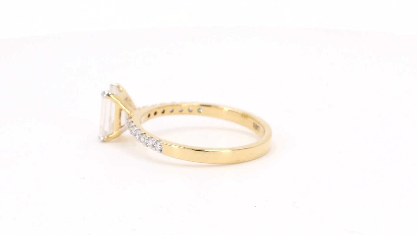Sienna 1.16-1.25ctw Emerald Lab Grown Diamond Ring with Accent Diamonds