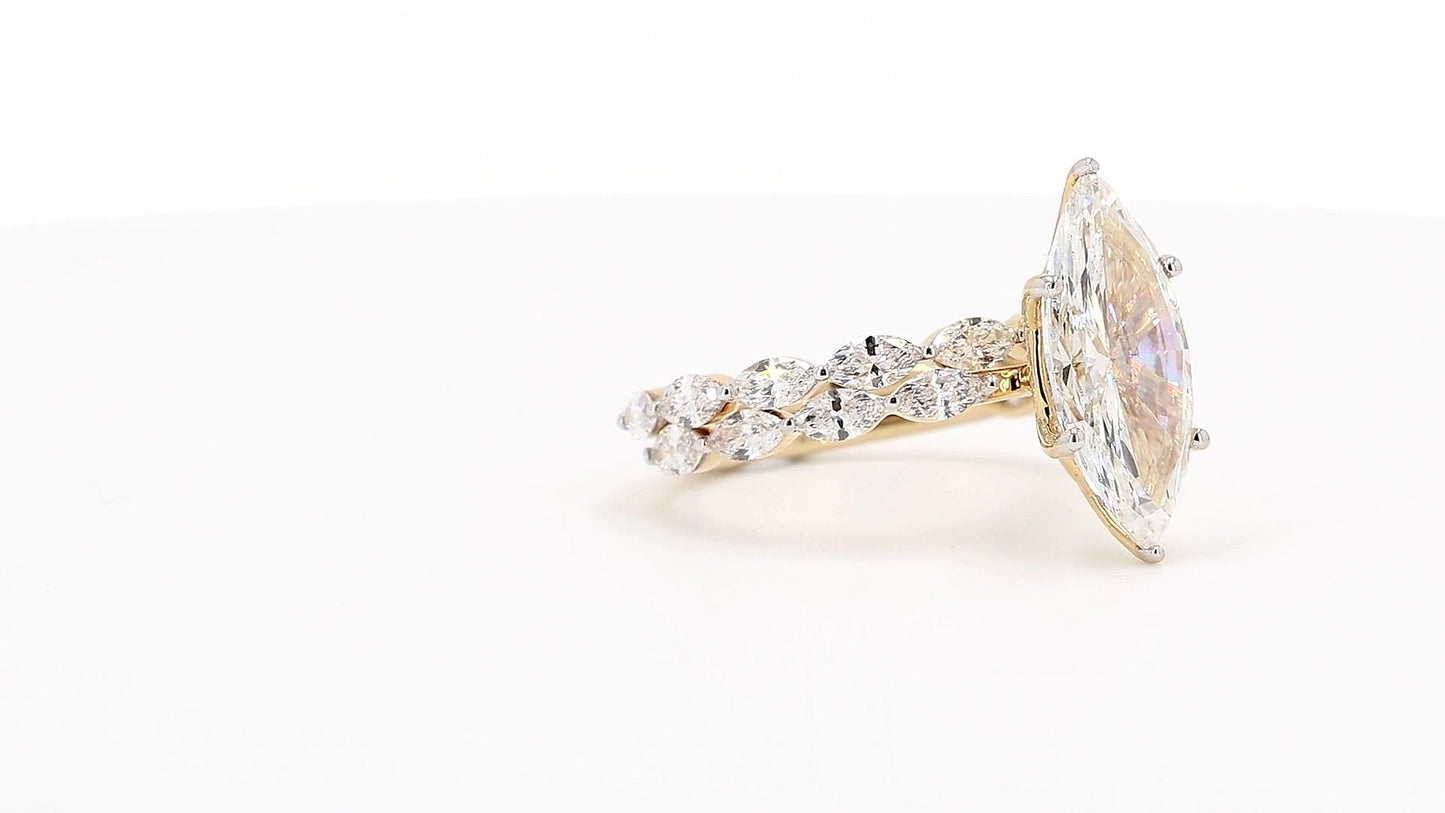 Sienna 4.10ctw Marquise Lab Grown Diamond Ring with Accent Diamonds