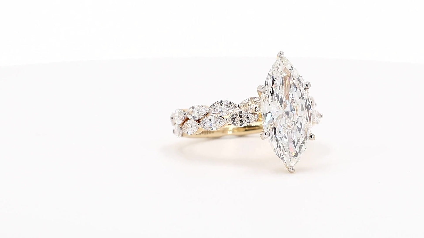 Sienna 4.10ctw Marquise Lab Grown Diamond Ring with Accent Diamonds