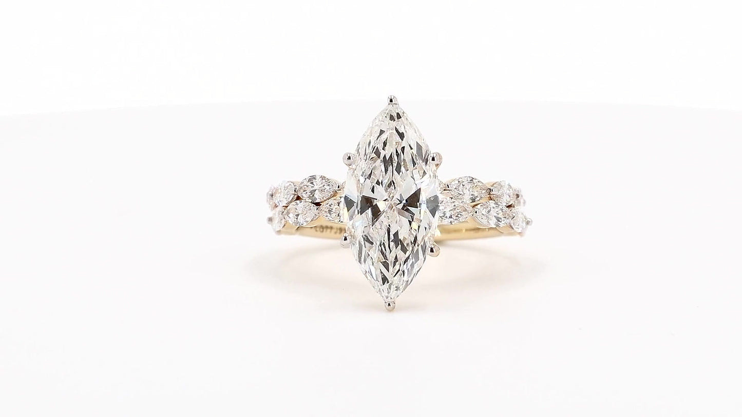 Sienna 4.10ctw Marquise Lab Grown Diamond Ring with Accent Diamonds