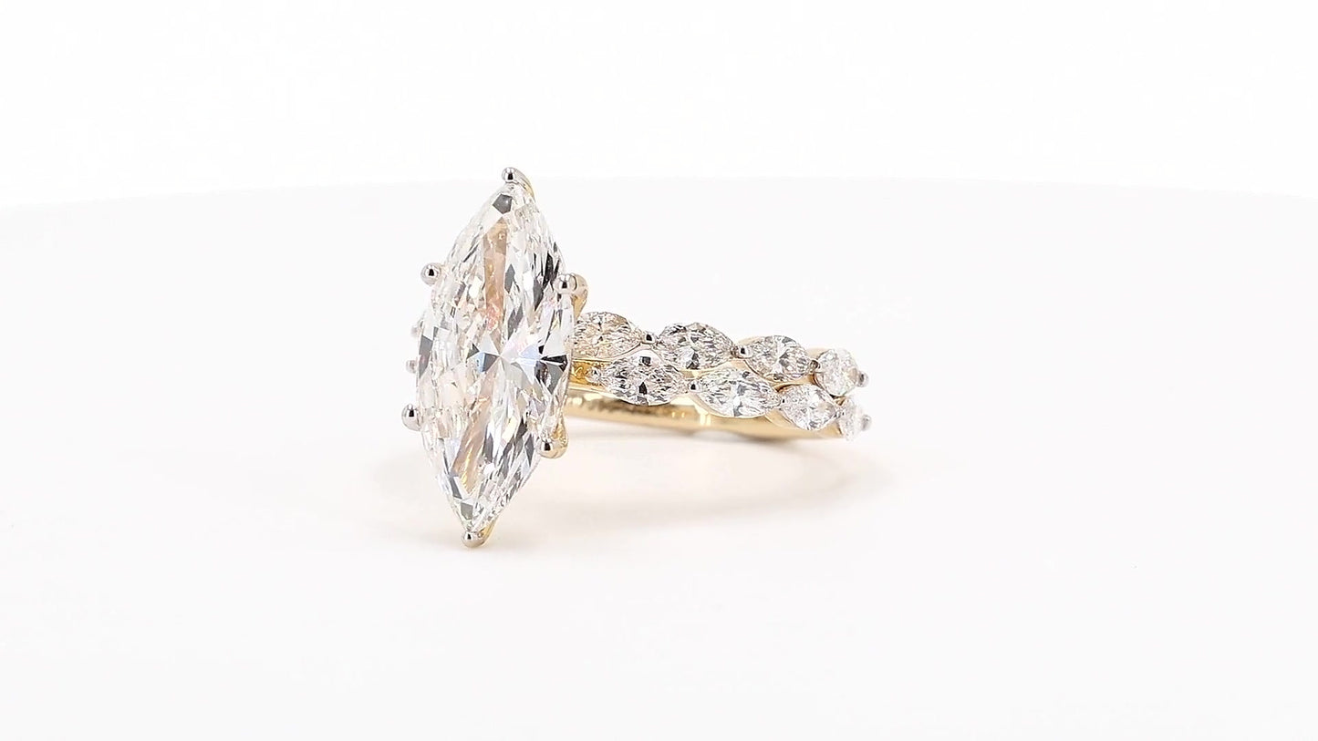 Sienna 4.10ctw Marquise Lab Grown Diamond Ring with Accent Diamonds
