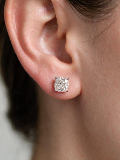 Vera 2.02ctw Cushion Solitaire Lab Grown Diamond Stud Earrings