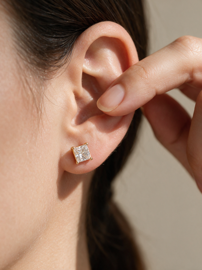 Vera 1.58-1.89ctw Princess Solitaire Lab Grown Diamond Stud Earrings
