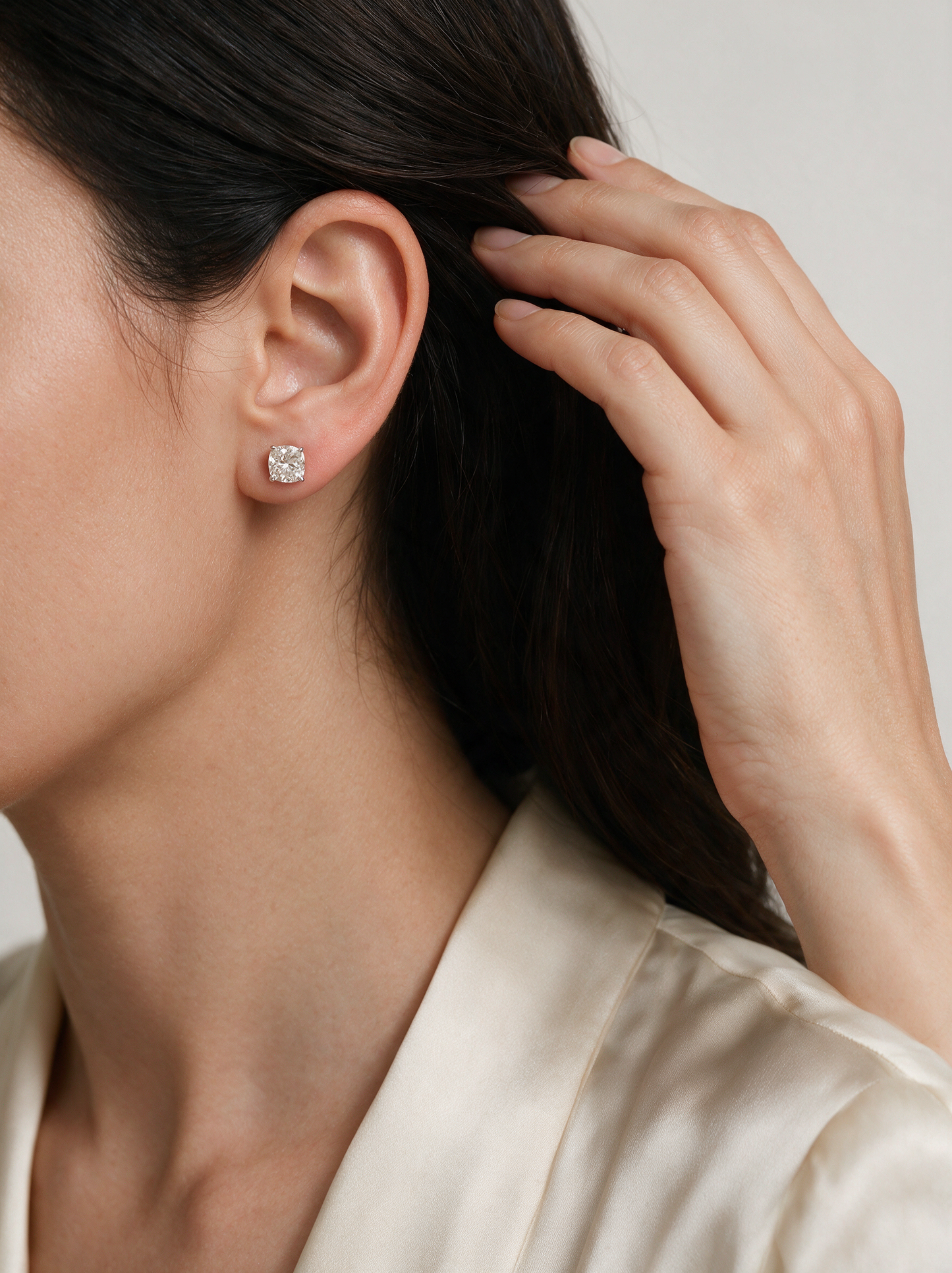 Vera 2.02ctw Cushion Solitaire Lab Grown Diamond Stud Earrings