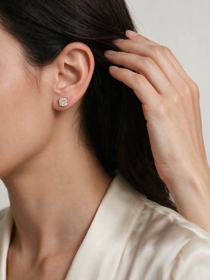 Vera 2.02ctw Cushion Solitaire Lab Grown Diamond Stud Earrings