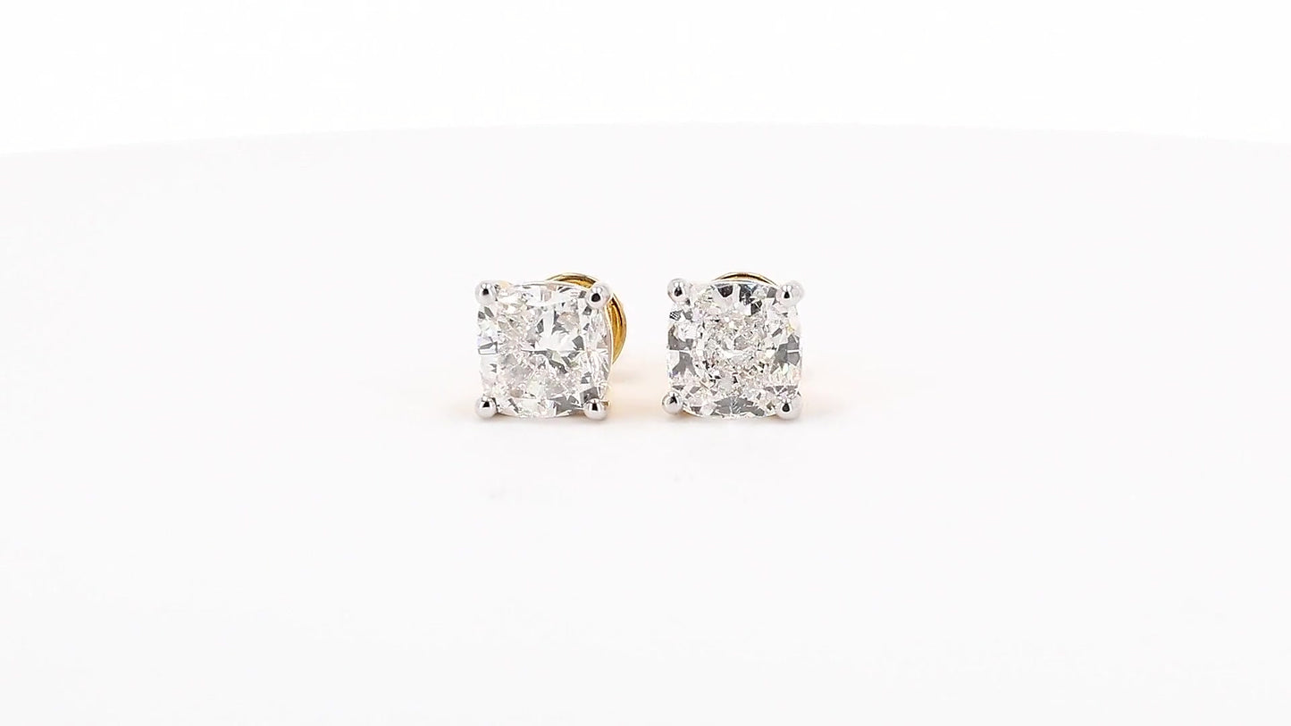 Vera 2.02ctw Cushion Solitaire Lab Grown Diamond Stud Earrings