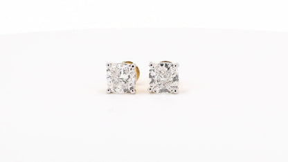 Vera 2.02ctw Cushion Solitaire Lab Grown Diamond Stud Earrings