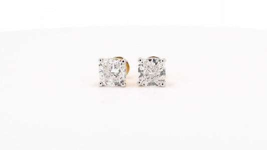 Vera 2.02ctw Cushion Solitaire Lab Grown Diamond Stud Earrings