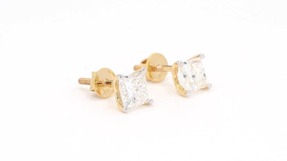Vera 1.58-1.89ctw Princess Solitaire Lab Grown Diamond Stud Earrings