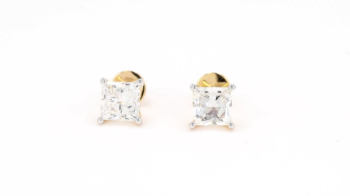 Vera 1.58-1.89ctw Princess Solitaire Lab Grown Diamond Stud Earrings