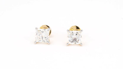 Vera 1.58-1.89ctw Princess Solitaire Lab Grown Diamond Stud Earrings