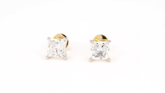 Vera 1.58-1.89ctw Princess Solitaire Lab Grown Diamond Stud Earrings