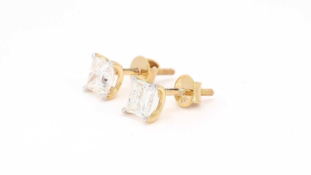 Vera 1.58-1.89ctw Princess Solitaire Lab Grown Diamond Stud Earrings