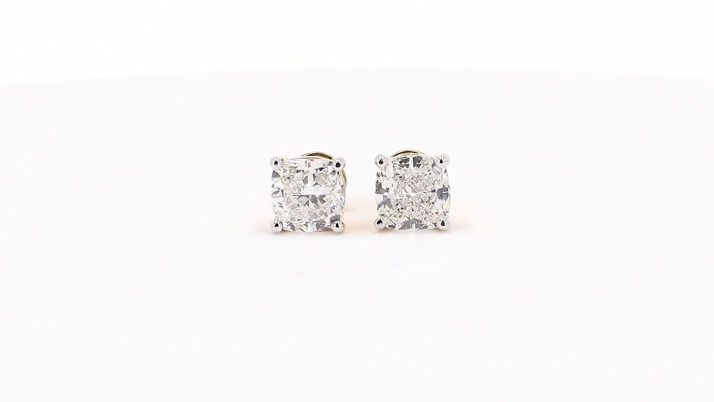 Vera 2.02ctw Cushion Solitaire Lab Grown Diamond Stud Earrings