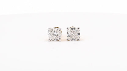 Vera 2.02ctw Cushion Solitaire Lab Grown Diamond Stud Earrings