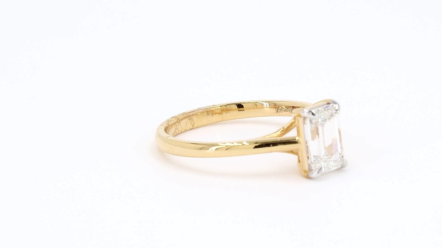 Vera 0.90-1.38ctw Emerald Lab Grown Diamond Solitaire Ring