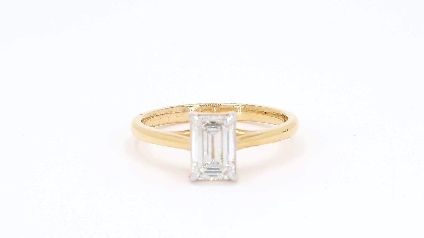 Vera 0.90-1.38ctw Emerald Lab Grown Diamond Solitaire Ring