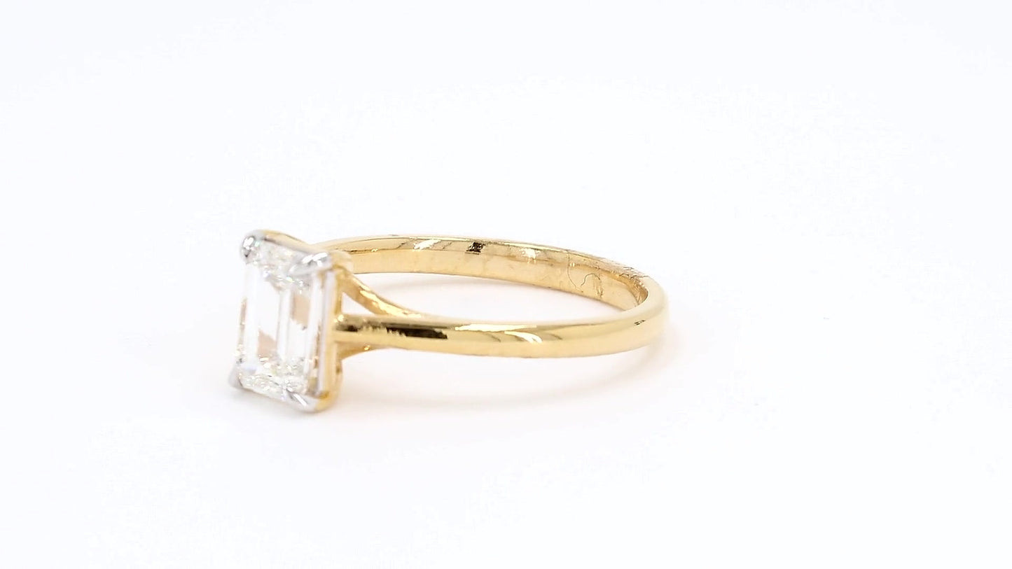 Vera 0.90-1.38ctw Emerald Lab Grown Diamond Solitaire Ring