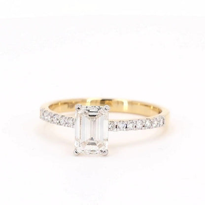Sienna 1.16-1.25ctw Emerald Lab Grown Diamond Ring with Accent Diamonds